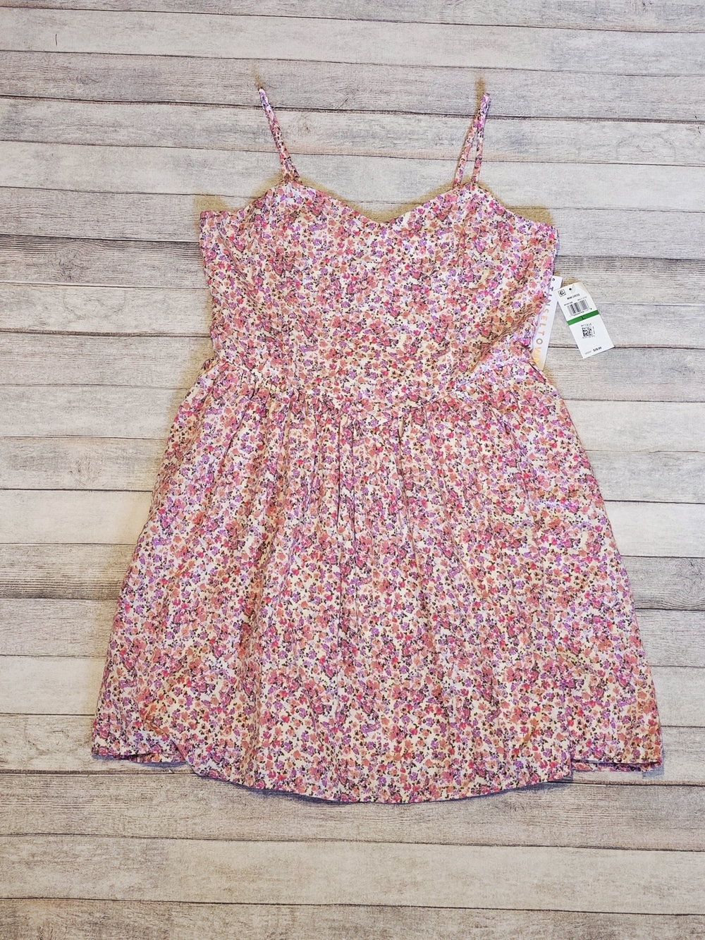 NWT TinselTown Floral Sundress Sz Large Smocked Back Adj Straps